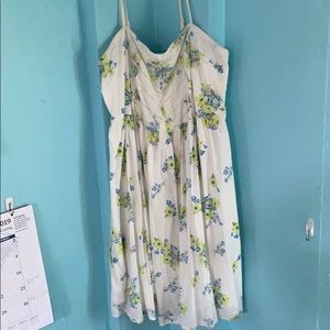 Floral spring dress.  Length above the knee.